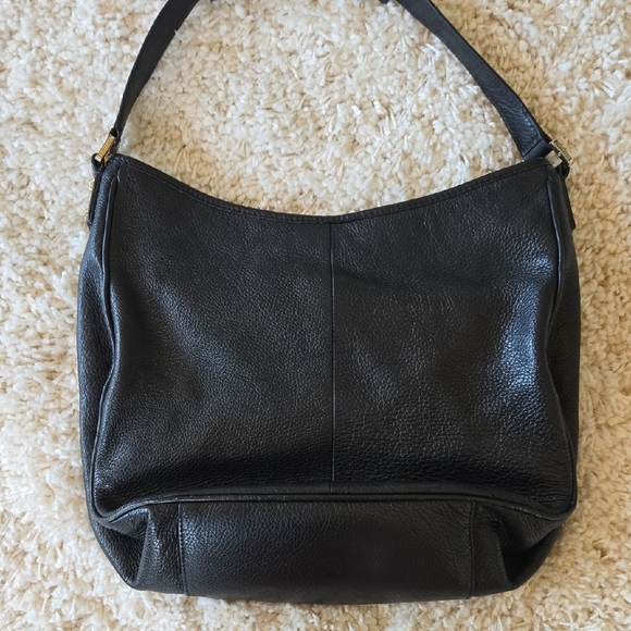 Tory Burch Black Leather Shoulder Bag with Gold Medallion - Picture 2 of 10